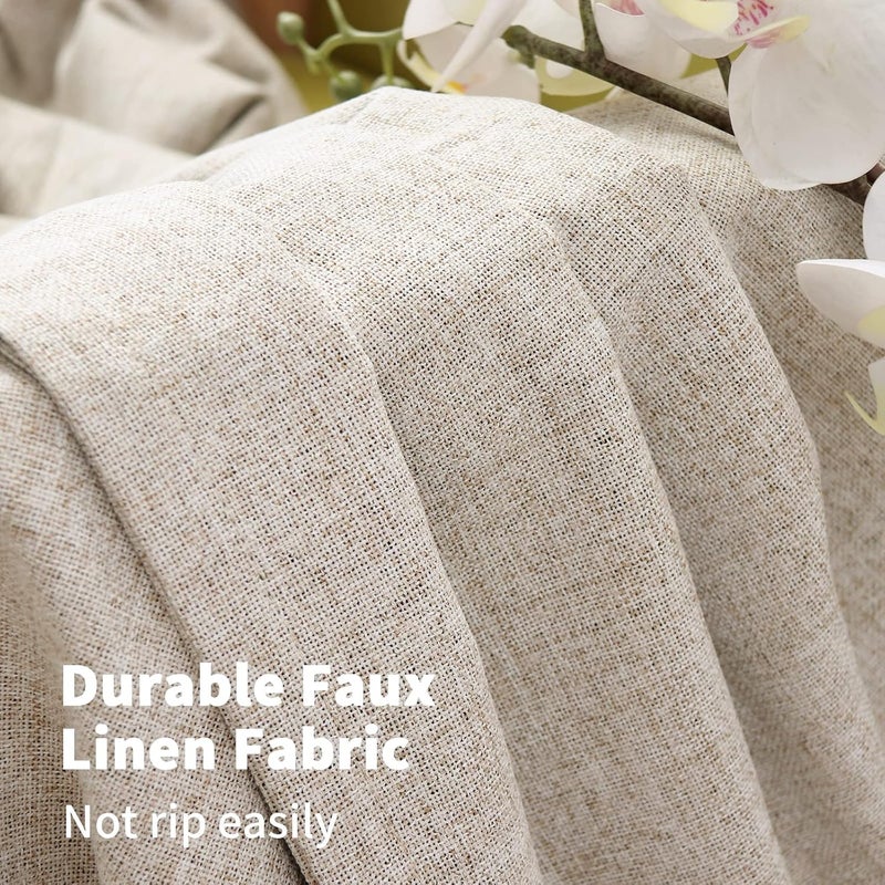 YoungsTex Beige Linen Blackout Curtains 84 Inch Length for Living Room, Thermal Insulated Winter Drapes with Grommet Room Darkening Thick Privacy for Bedroom Windows, 2 Panels, 52 X 84 Inch - Image 5